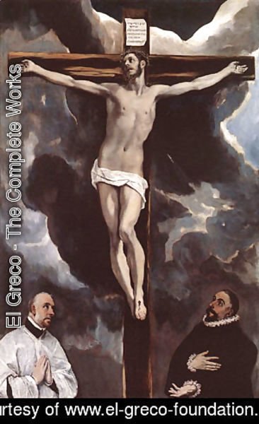 El Greco - Christ On The Cross Adored By Donors 1585-90