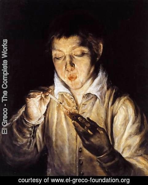 El Greco - A Boy Blowing on an Ember to Light a Candle (SoplÃ³n) 1570-72
