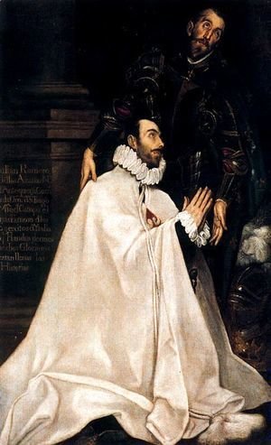 El Greco - Julian Romero de las Azanas and his Patron Saint 1585-90