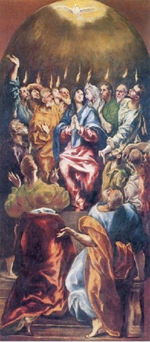 El Greco - The Pentecost 1596-1600, Oil on canvas, 275 x 127 cm, Museo del Prado, Madrid