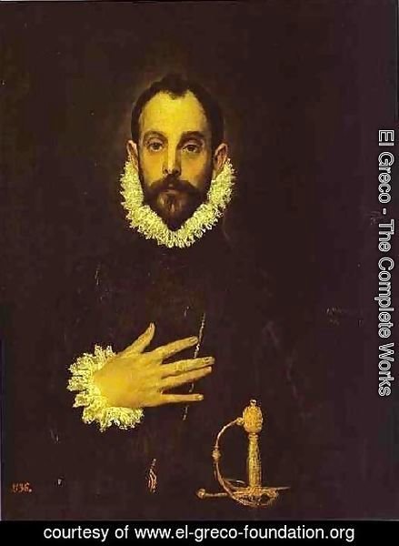 El Greco - Portrait Of A Nobleman With His Hand On His Chest
