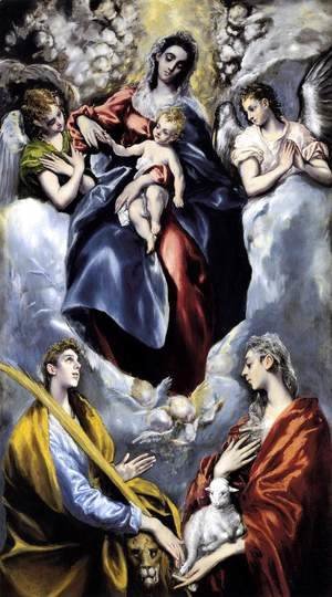 El Greco - The Virgin and Child with St Martina and St Agnes 1597-99